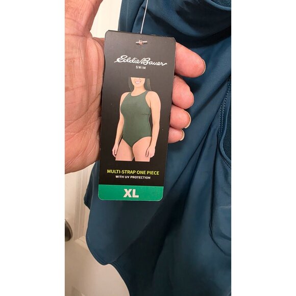 Eddie Bauer Womens Multi-Strap One Piece Swimsuit XL Teal With UV Protection - Picture 5 of 7